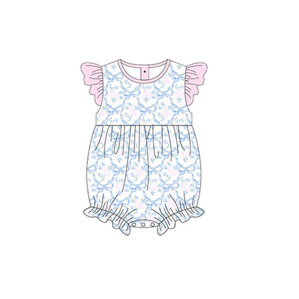 SR1522 Flower bow pink lace vest jumpsuit