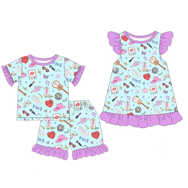 presale GSSO1165 Purple lace short-sleeved shorts pajama set