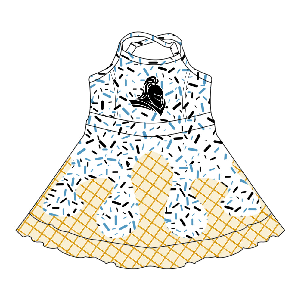 Custom baby girls Knights team dress MOQ3 D 8.1