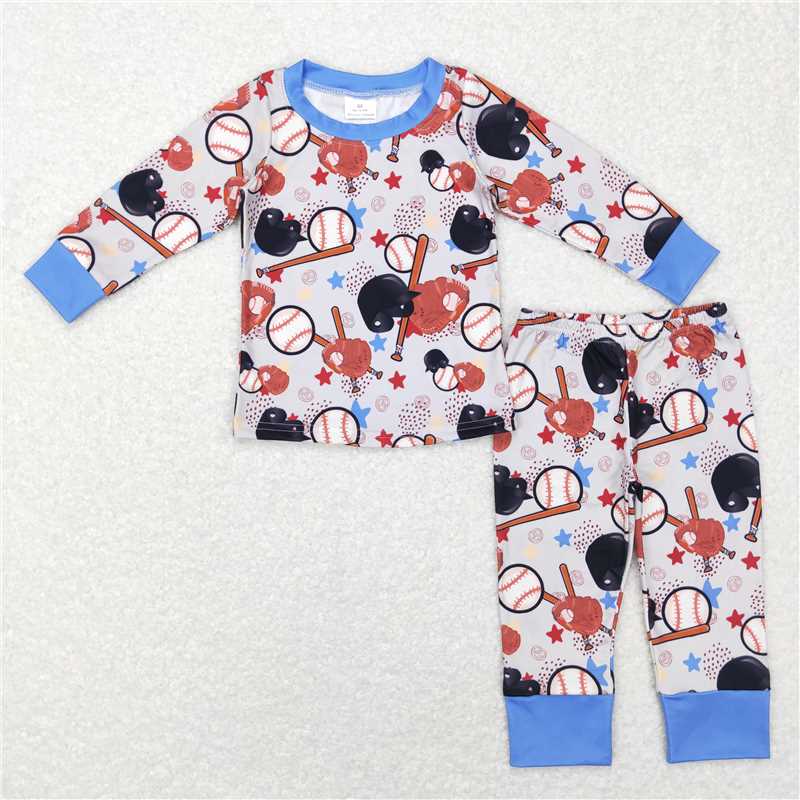 Match Brother Boys Baseball Long Sleeve Pullovers Pajamas Sets D 3.26