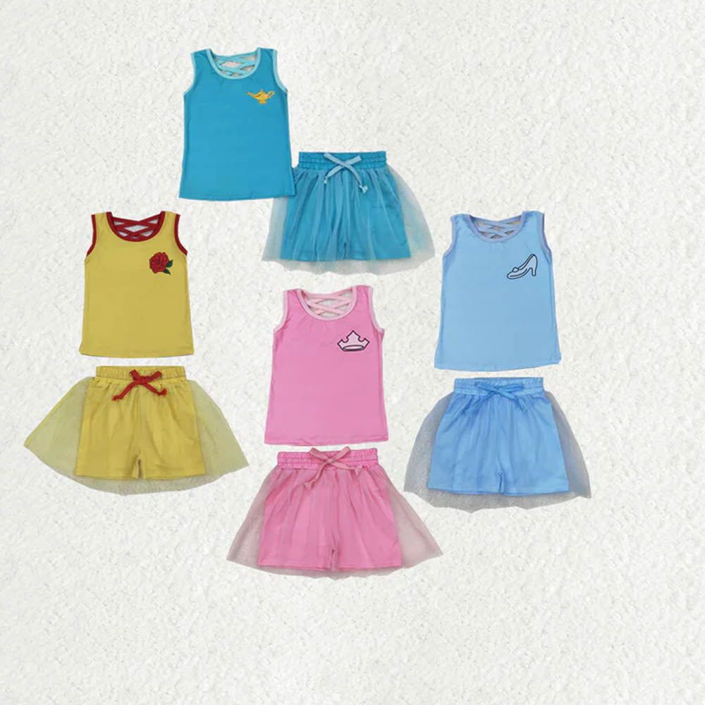 Sibling Baby Girls Sleeveless Princess Vest Shirt Tassel Short Skirt Clothes Sets D 7.8