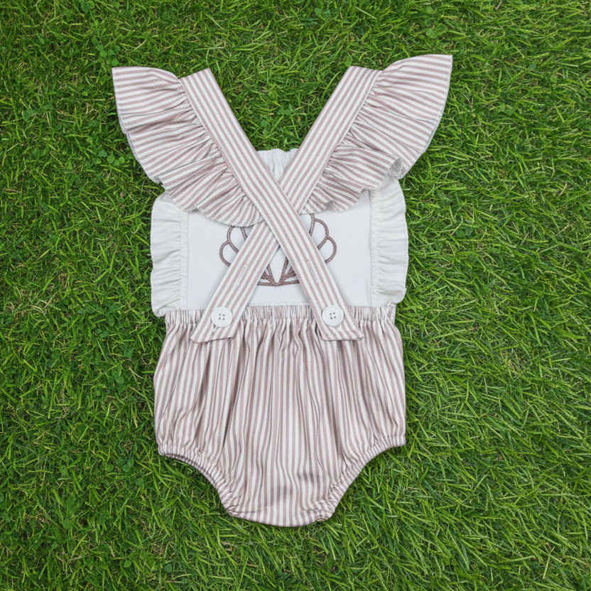stripes shell embroidery cross back bubble