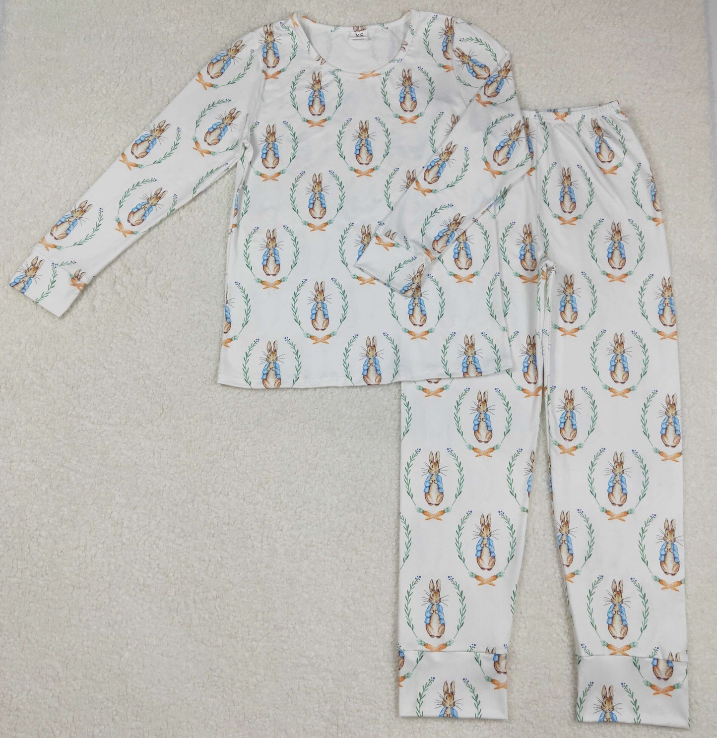 GLP2219 Adult Women Easter Bunny White Long Sleeve Long Pants Pajama Set