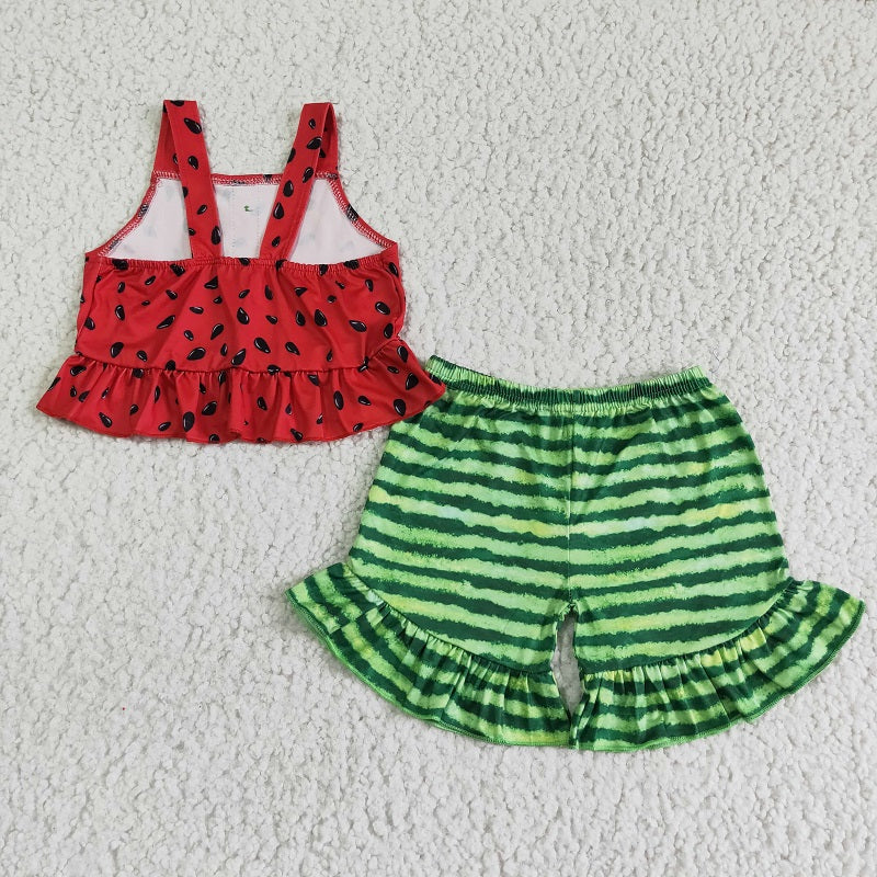 B0-28 summer fruits strap watermelon shorts set