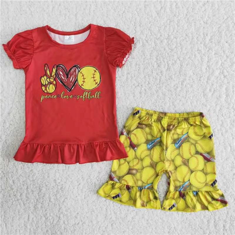 B4-24 Red short-sleeved yellow baseball suit D 6.5