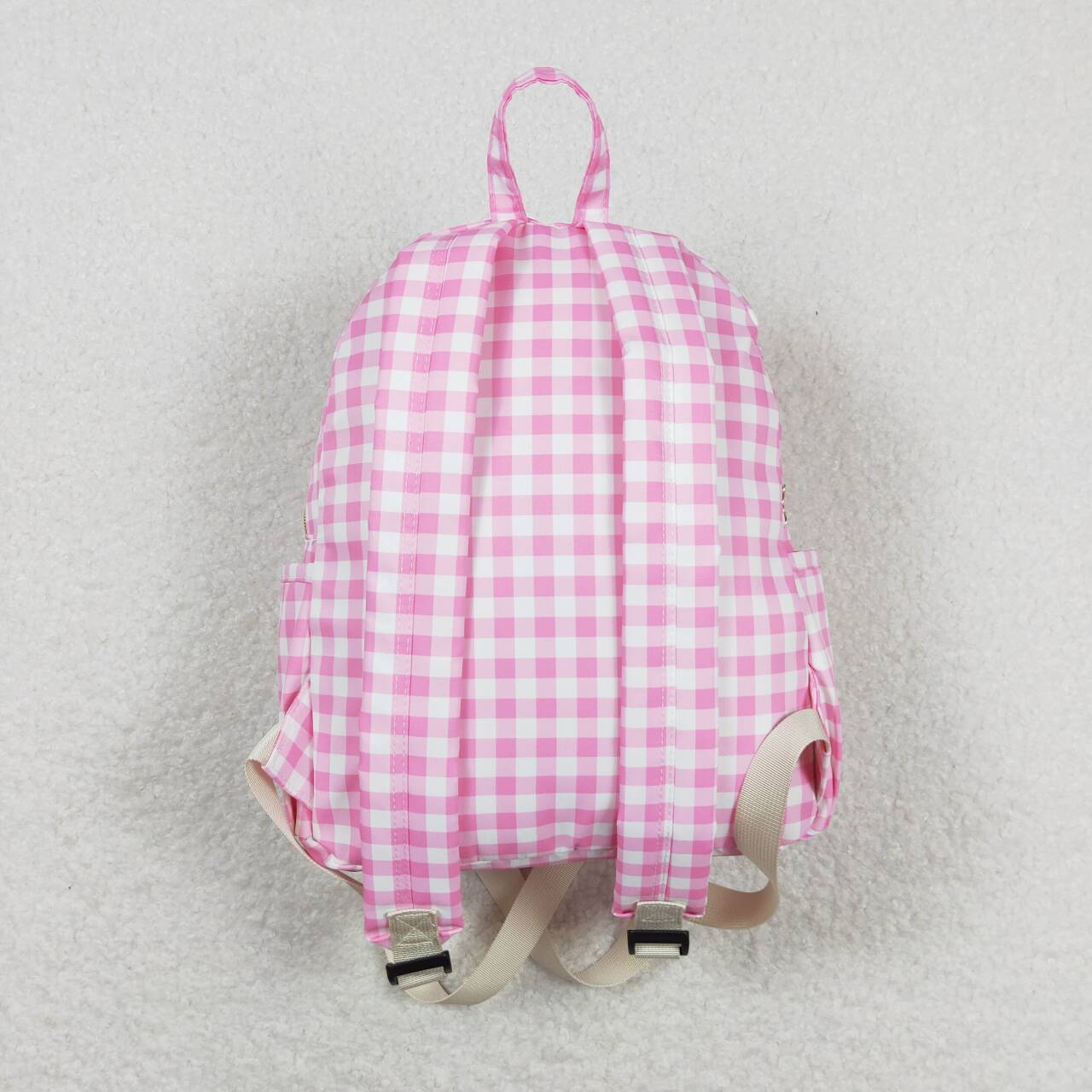 BA0086 Pink and white plaid lace backpack