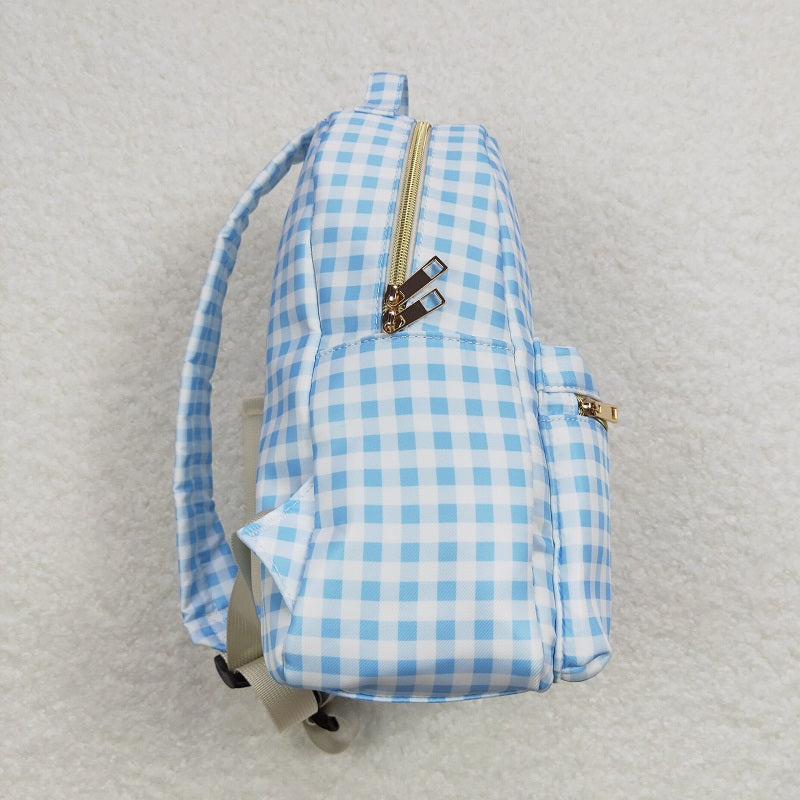 BA0087 Blue and white plaid backpack