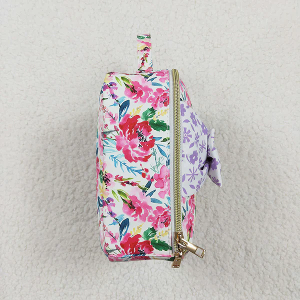 BA0102 Flower Purple Floral Bow Knot Meal Bag Lunch Box Bag
