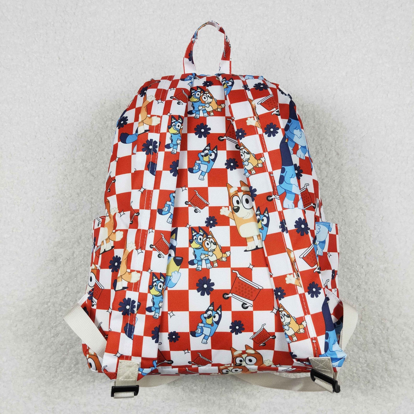 BA0179 Red and white plaid backpack