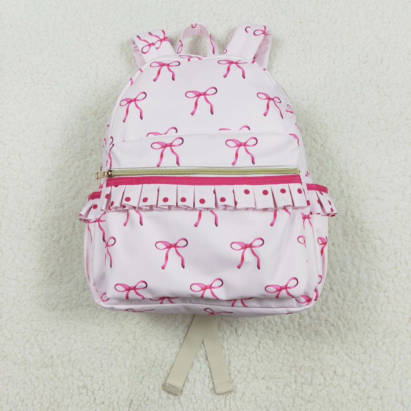 BA0233 Pink Backpack with Bow D 8.2