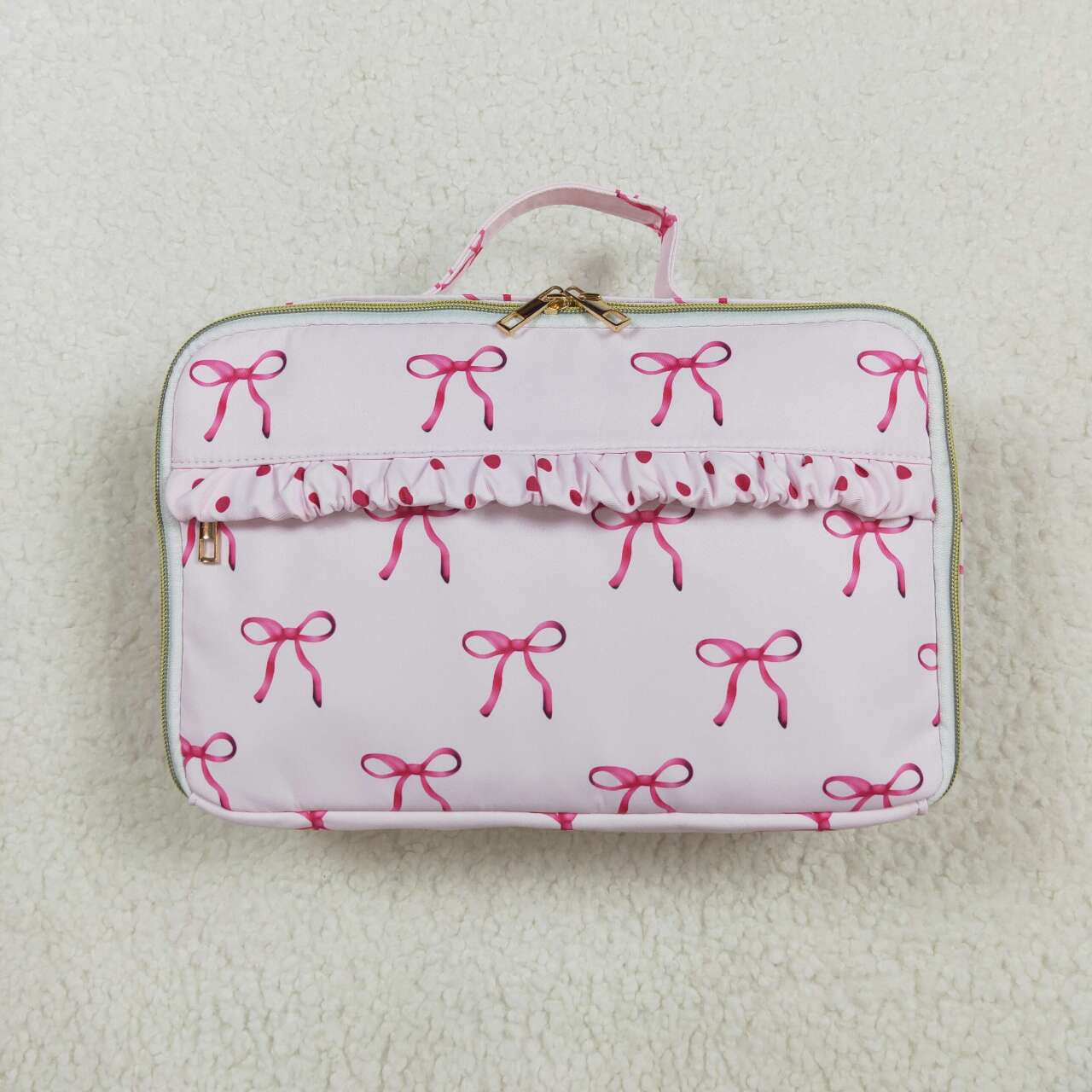 BA0234 Pink lunch box bag with bow pattern D 8.4