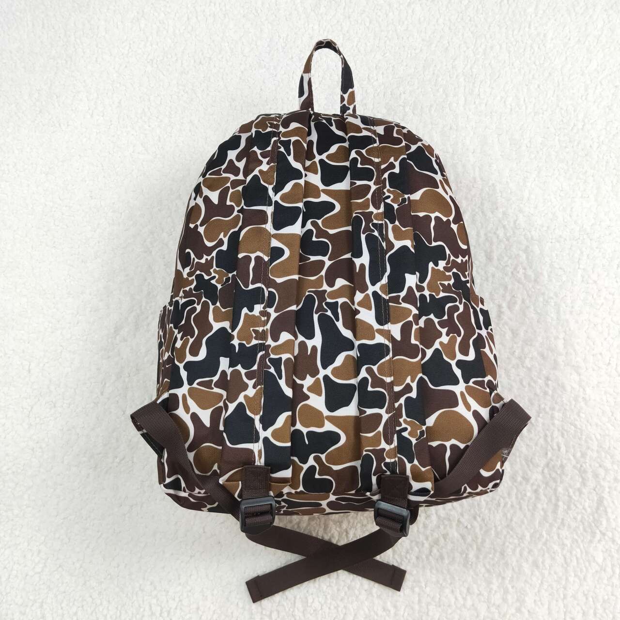 BA0236 Baby Kids Boys Brown Camo Backpack Zip Back Bags