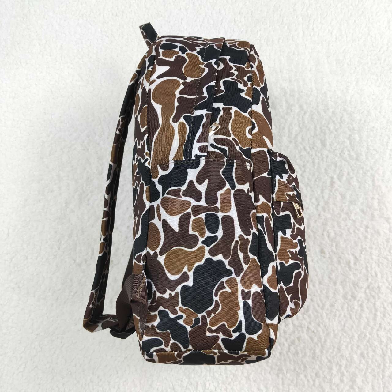 BA0236 Baby Kids Boys Brown Camo Backpack Zip Back Bags