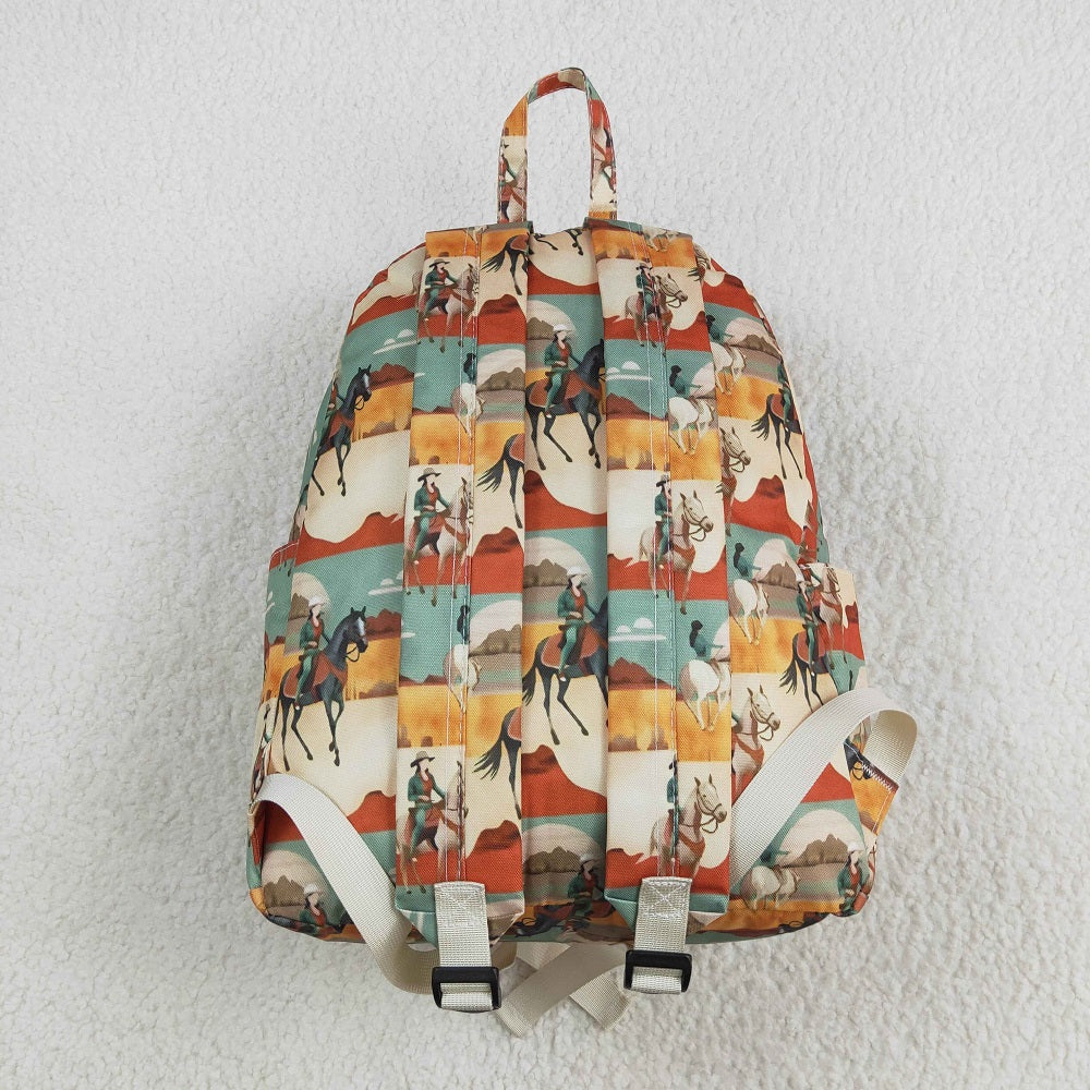 BA0266 Horseback riding desert beige green backpack