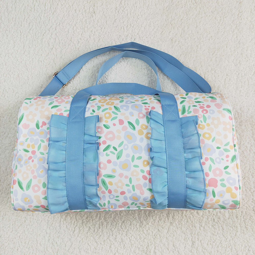 BA0292 Blue Ruffle Colorful Leopard Print Gym Duffle Bags D 4.19