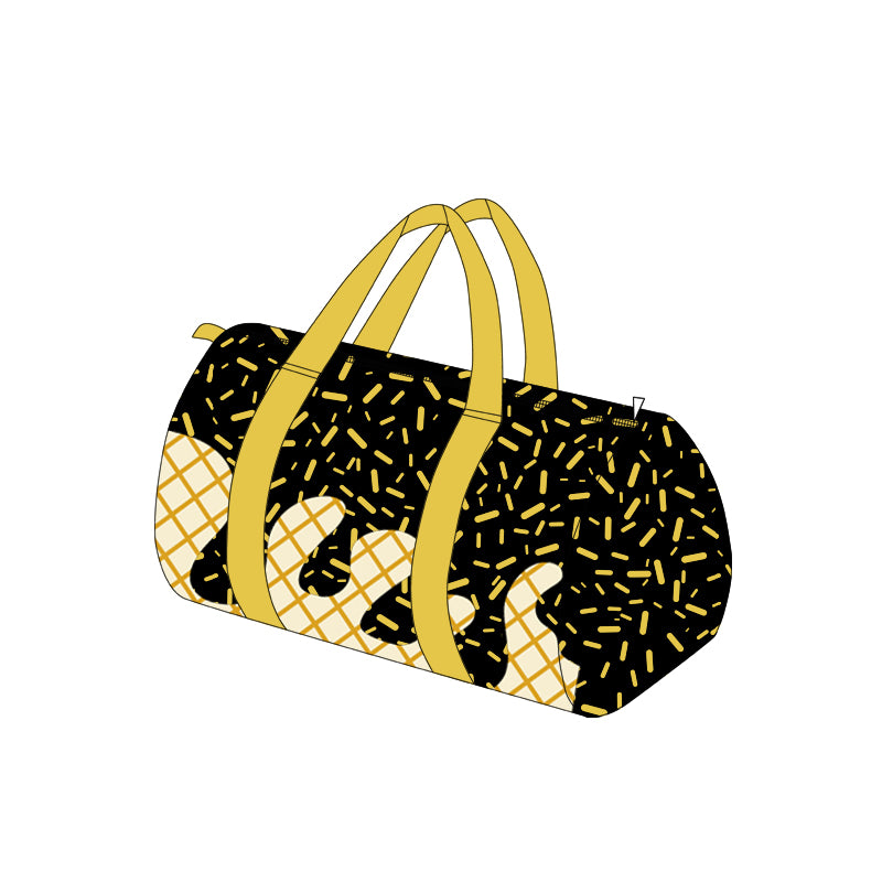 presale BA0324 Waffle yellow ice cream black gym bag D 6.24