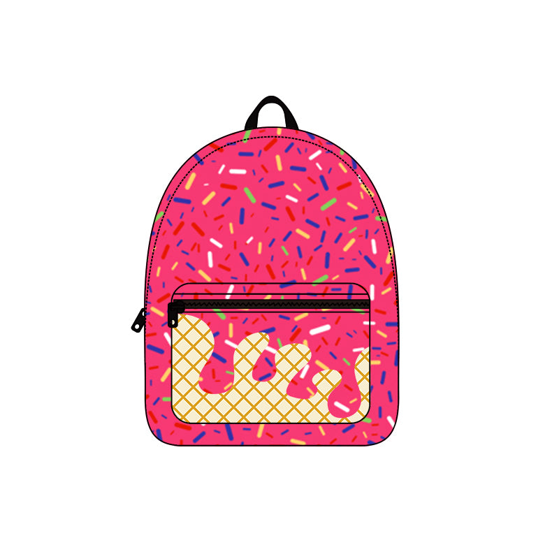 presale BA0336 Baby Kids Pink Drip Team Zipper School Back Bags D 7.28