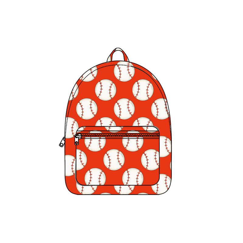 presale BA0376 Baby Kids Orange Baseballs Team Zipper School Back Bags D 910