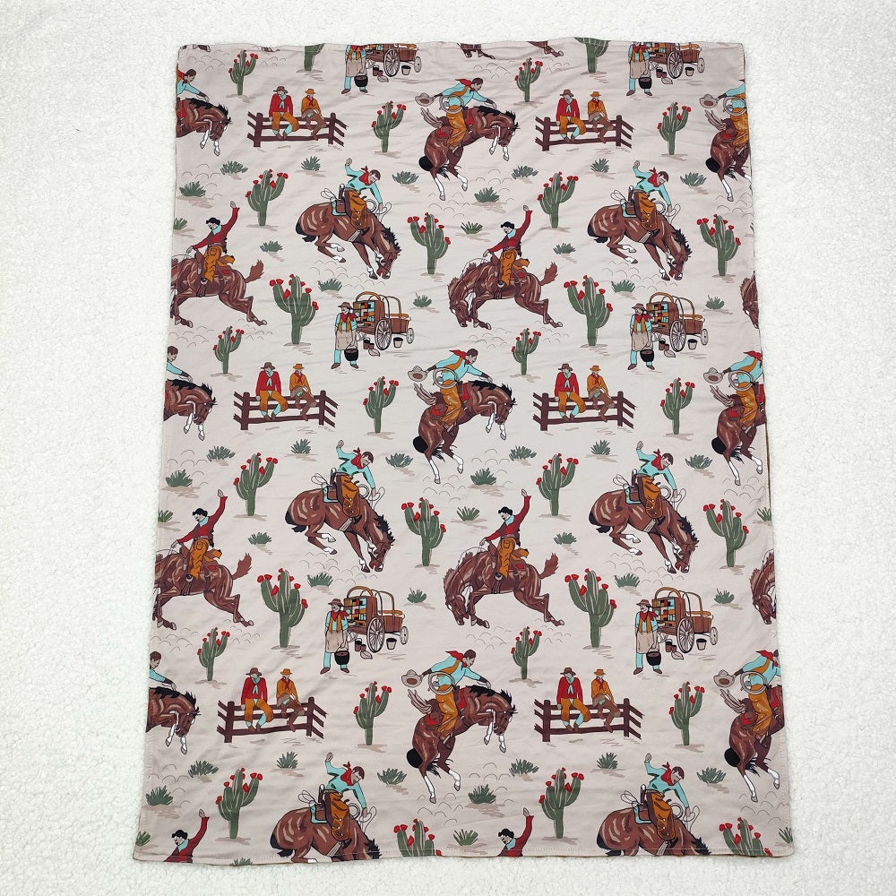 BL0069 Cactus Horseback Brown Baby Blanket