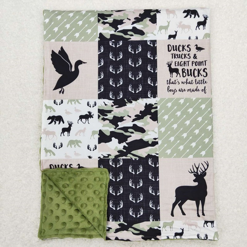 BL0071 Elk and Duck Camouflage Plaid Baby Blanket D 4.4