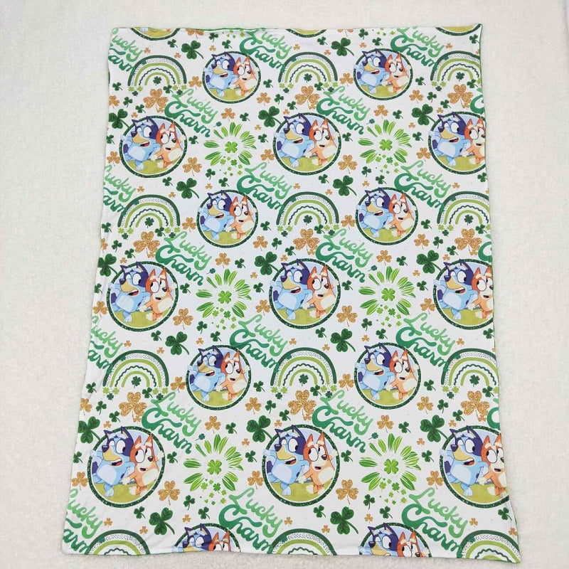BL0105 Cartoon clover green baby blanket