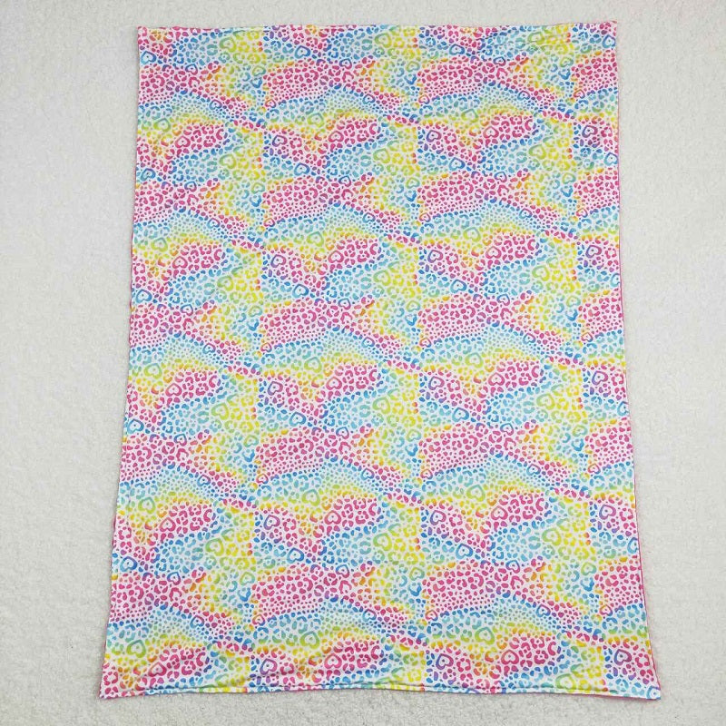 BL0121 Color leopard rose red baby blanket