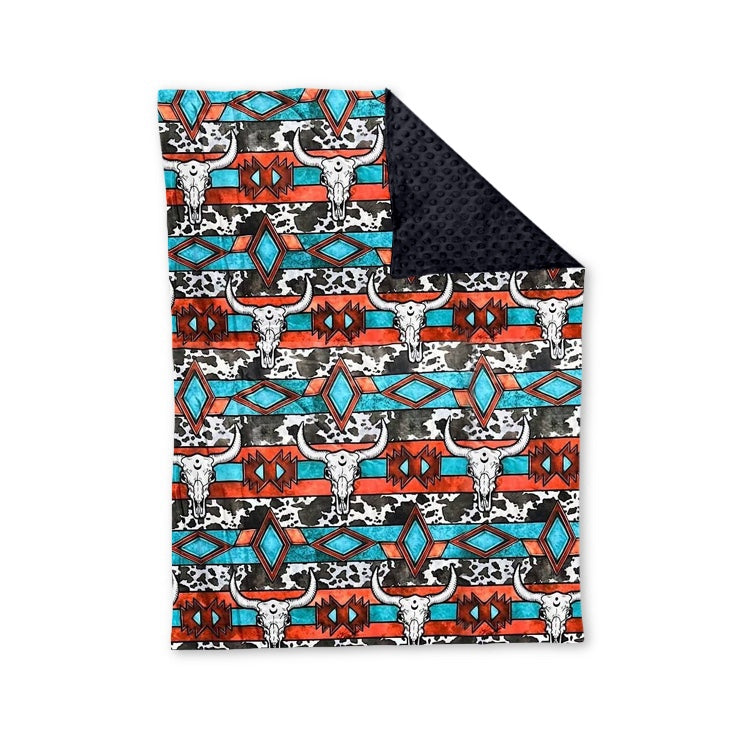 presale BL0161 Alpine Bull Head Geometric Cow Pattern Baby Blanket 2024 8.27