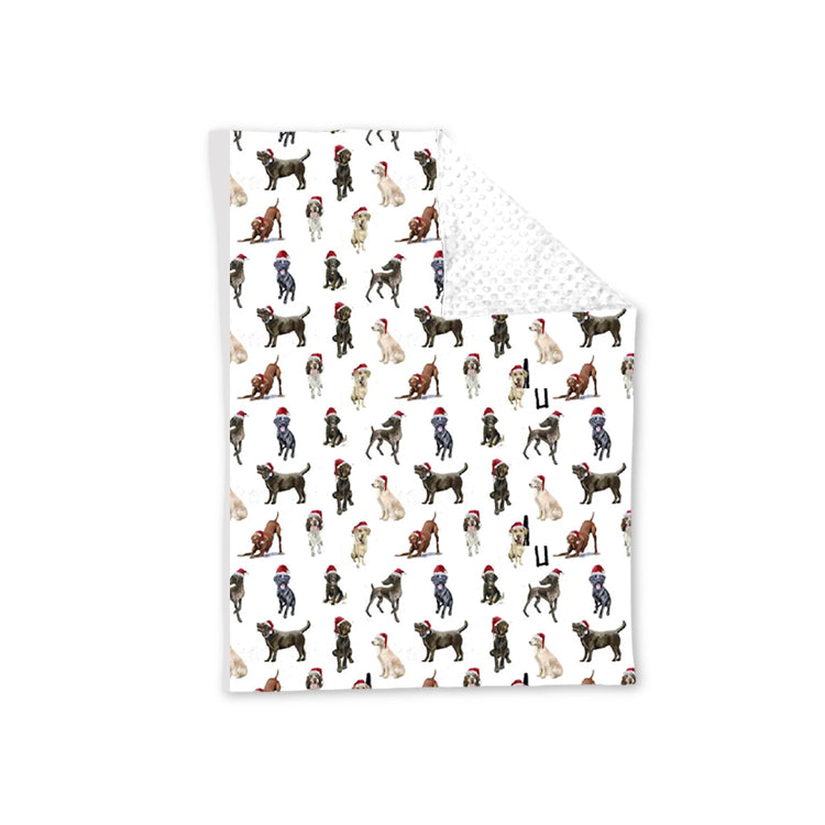 BL0176 Christmas Puppy White Baby Blanket D 1020