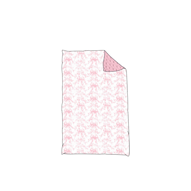 presale BL0194 Pink and white baby blanket with flower and bow pattern 2024 12.4