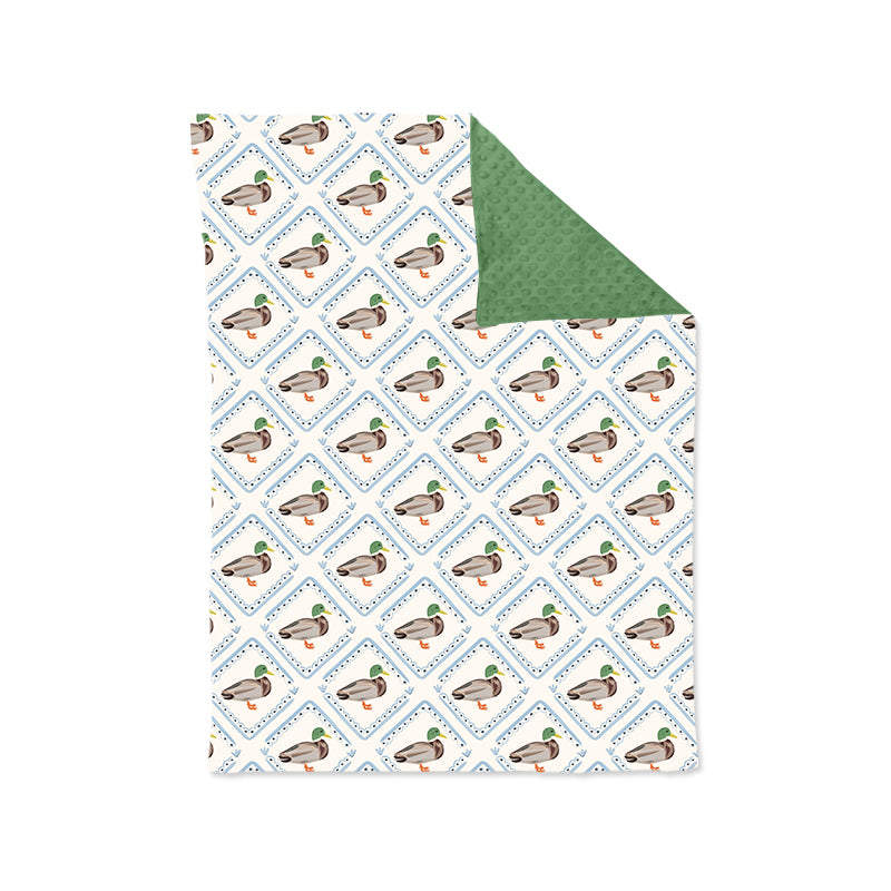 BL0213 Baby Kids Green Ducks Plaid Western Blankets D 926