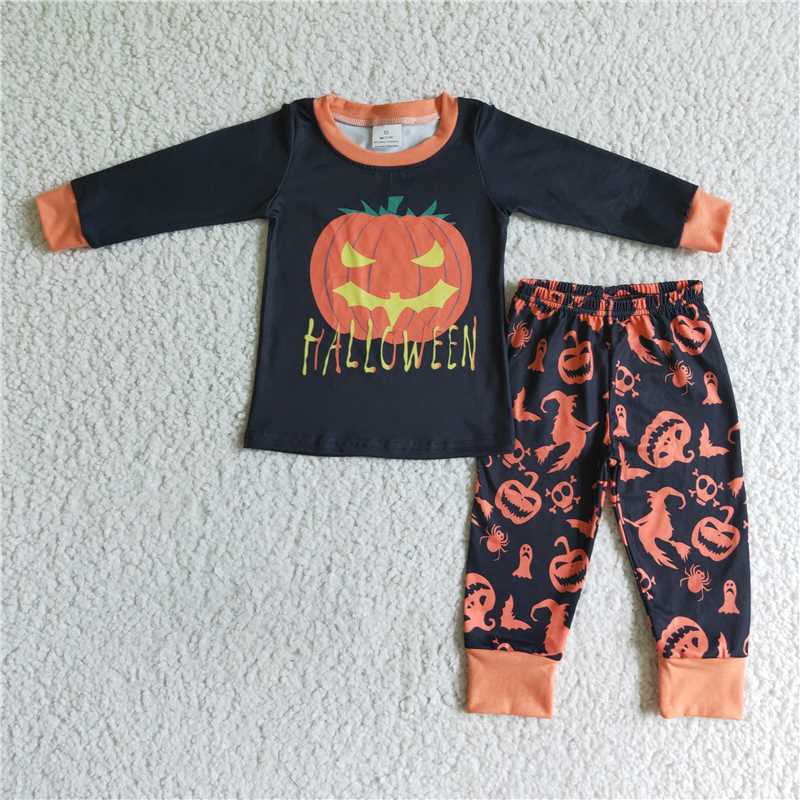 BLP0014 Boys WEEN Pumpkin Black Long Sleeve Pants Suit
