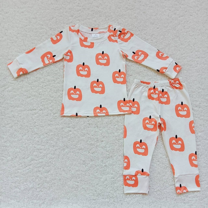 BLP0244 Smile Pumpkin White Long Sleeve Pant Set