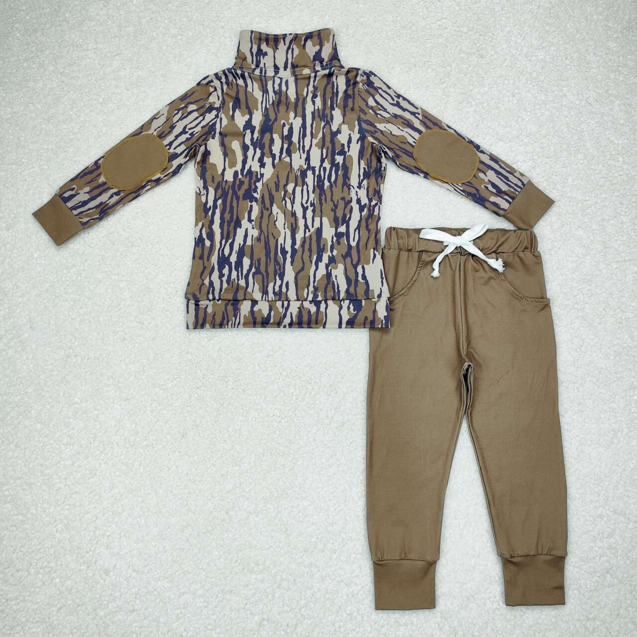 BLP0492 Army green camouflage button long sleeve brown trousers suit