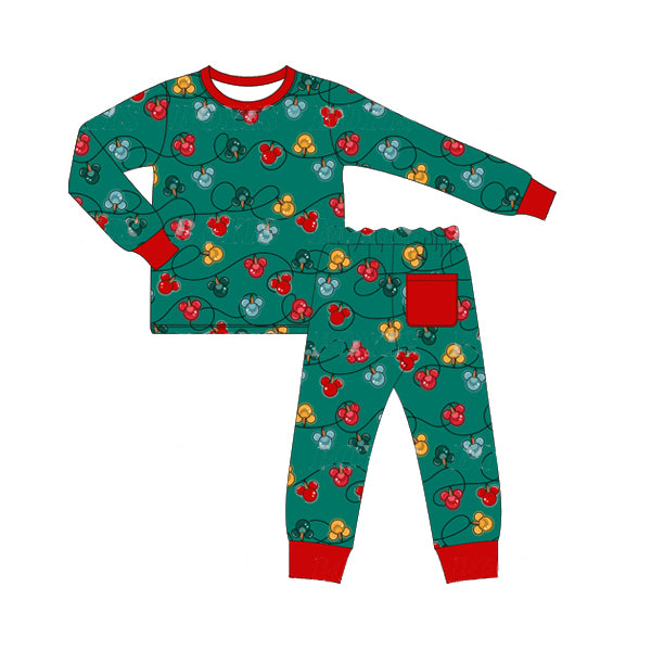 presale BLP0525 Cartoon colored lights green long sleeve long pants pajamas set