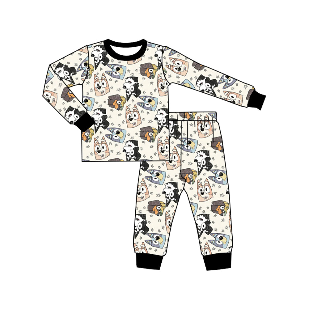 BLP0561 Bamboo cartoon Five-pointed star beige long-sleeved long-pants pajama set