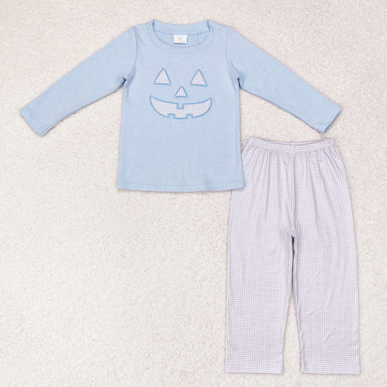 BLP0562 Halloween Blue Long Sleeve Plaid Pants Suit
