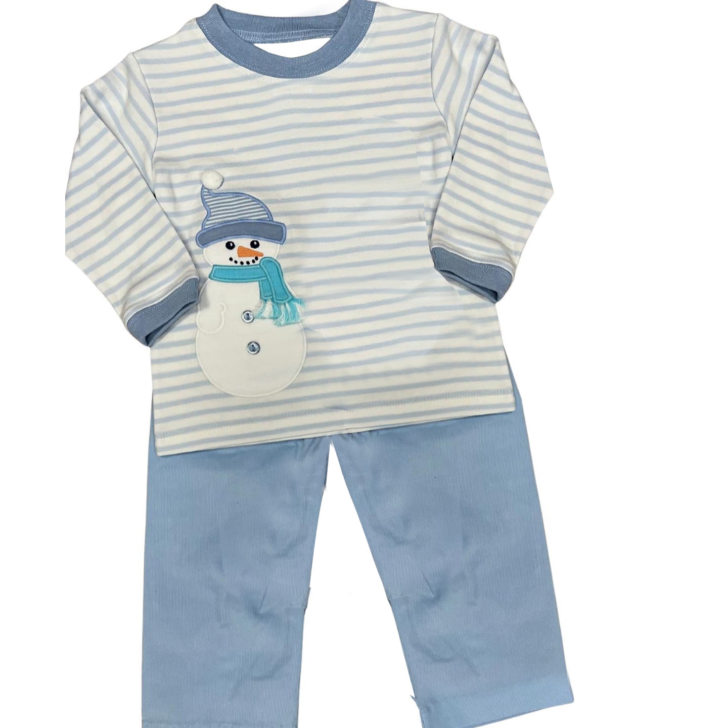 presale BLP0563 Snowman Blue Striped Long Sleeve Pant Suit