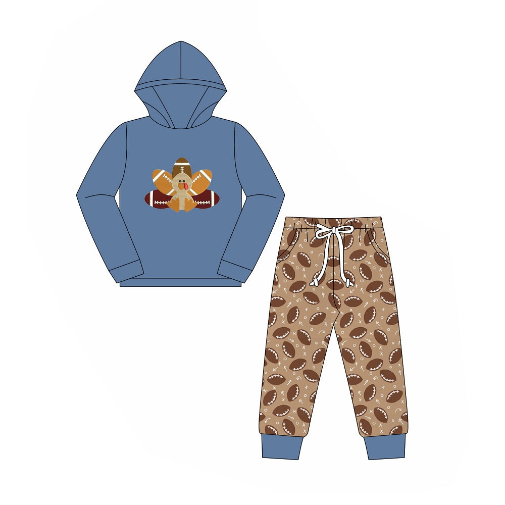 presale BLP0648 Rugby Turkey Blue Hooded Long Sleeve Brown Pants Suit