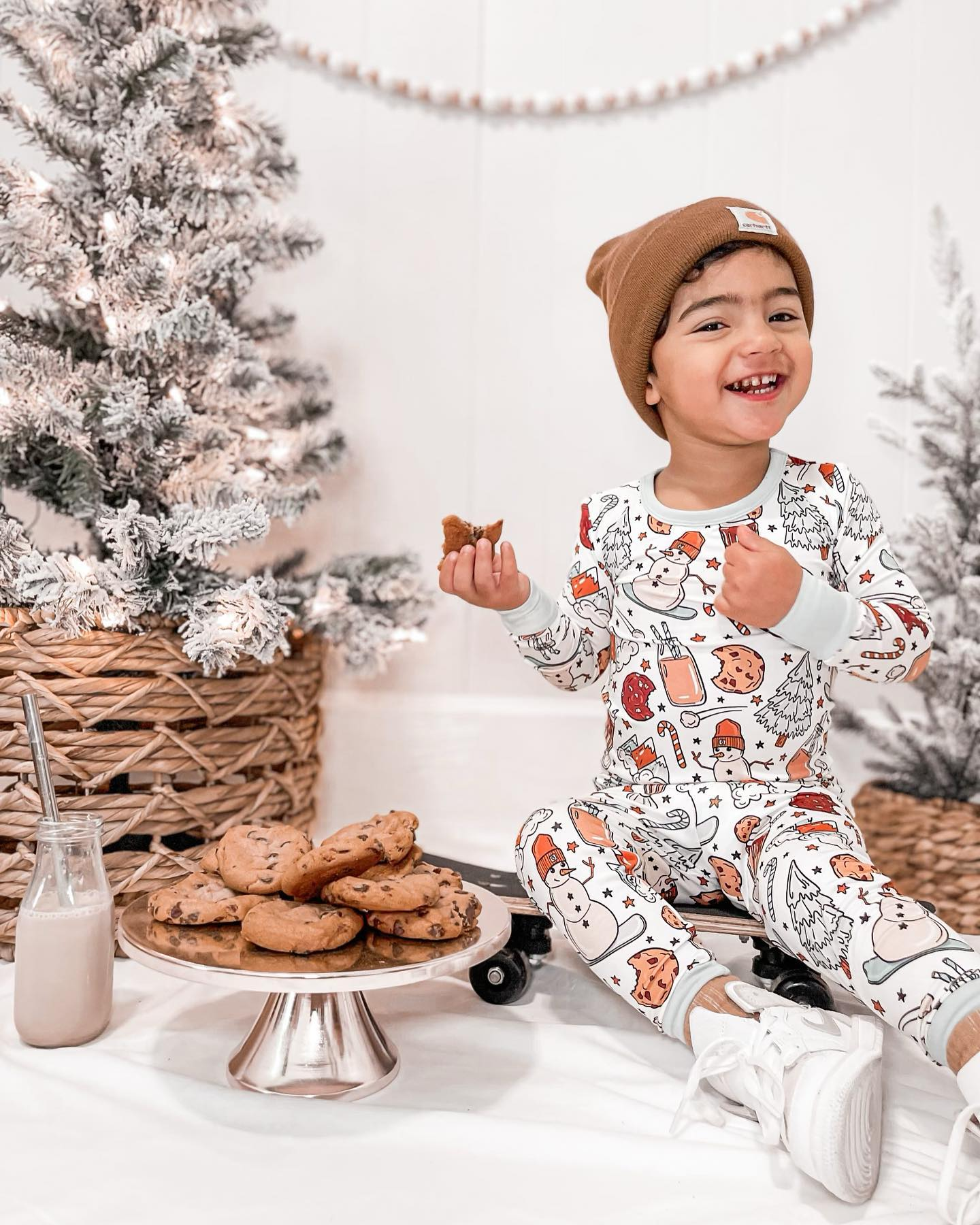 BLP0688 Bamboo Snowman Milk Biscuit Long Sleeve Long Pants Pajama Set