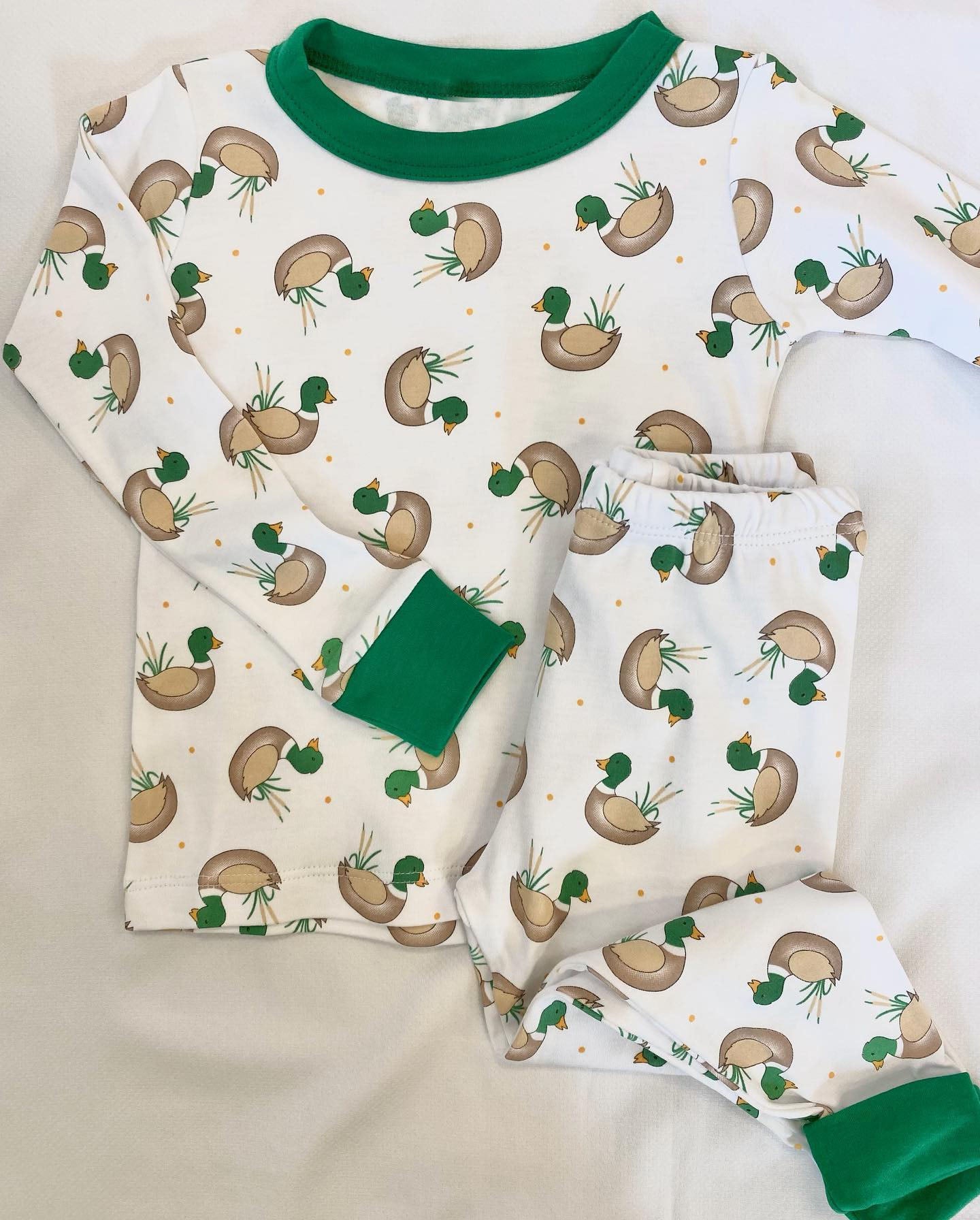 presale BLP0739 Duck Polka Dot Green and White Long Sleeve Long Pants Pajama Set 2024 7.19