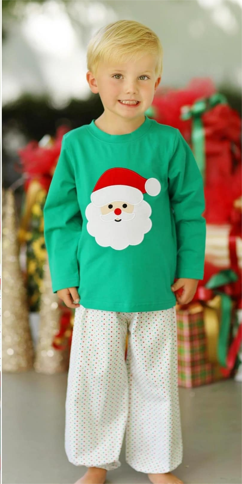 presale BLP0785 Green long-sleeved polka dot Santa Claus pants suit 2024 7.30