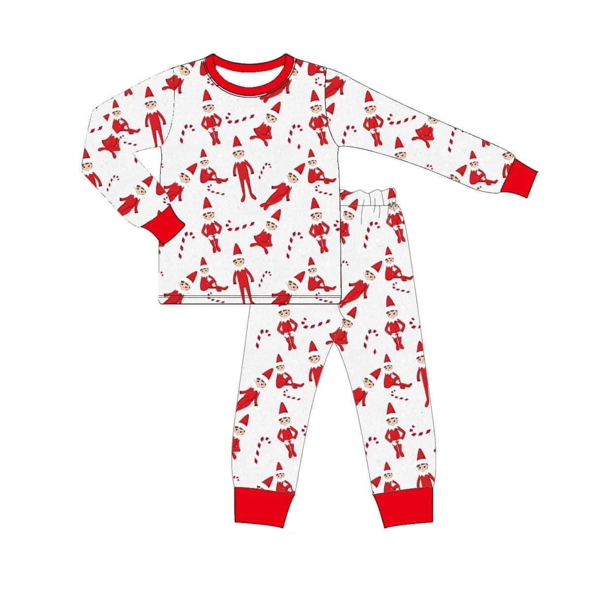 BLP0895 Bamboo Christmas Red Long Sleeve Long Pants Pajama Set