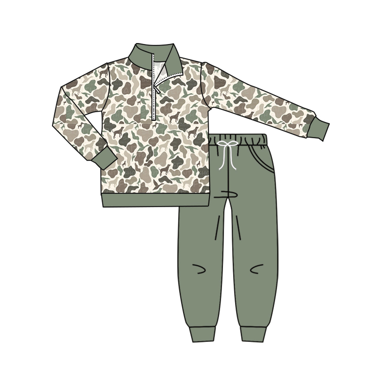 presale BLP0905 Duck Puppy Camouflage Beige Green Zipper Long Sleeve Pants Set 2024 8.30
