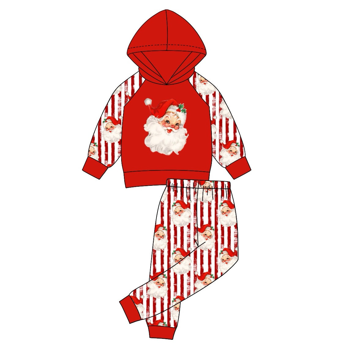 presale BLP0931 Santa Claus Stripe Red Hooded Long Sleeve Pants Suit 2024 9.5