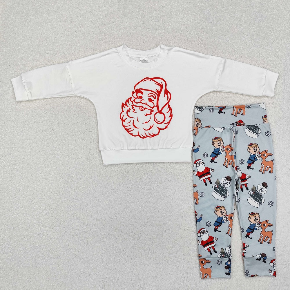 BLP1003 Santa Claus White Long Sleeve Snowman Pant Suit