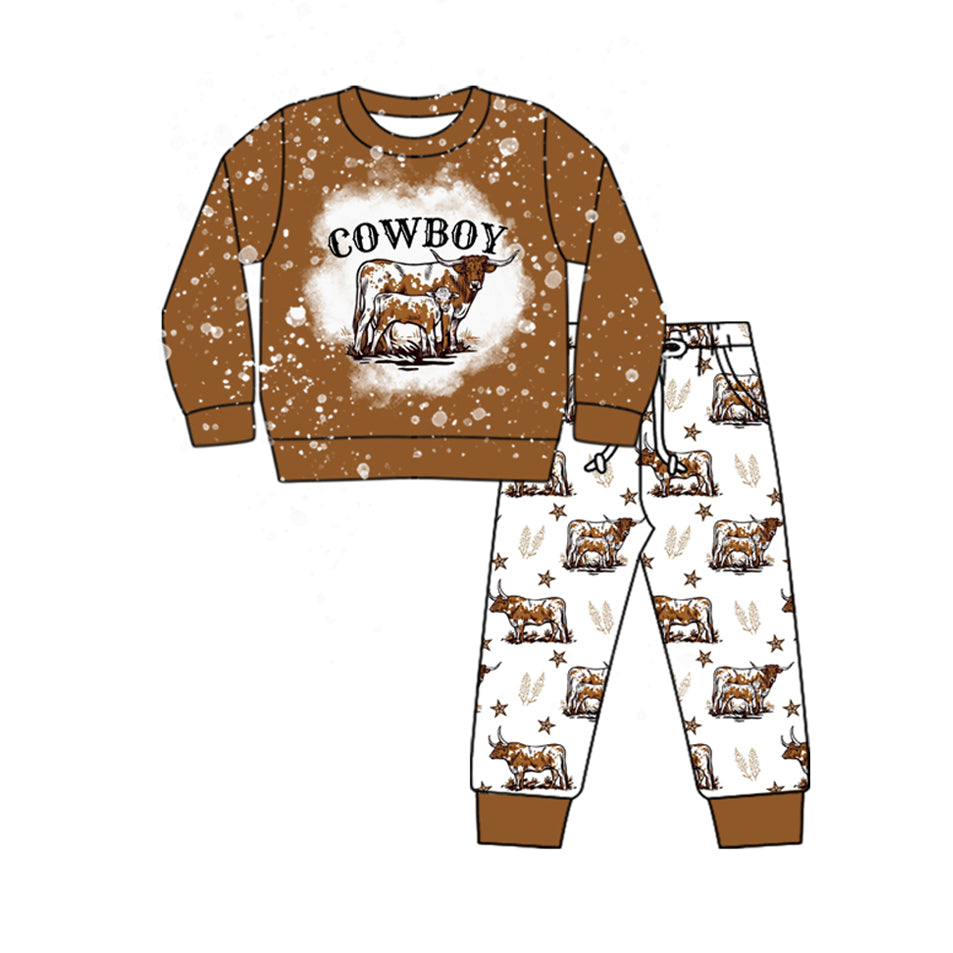 presale BLP1014 cowboy alpine bull head star brown and white long sleeve trousers suit 2024 9.27