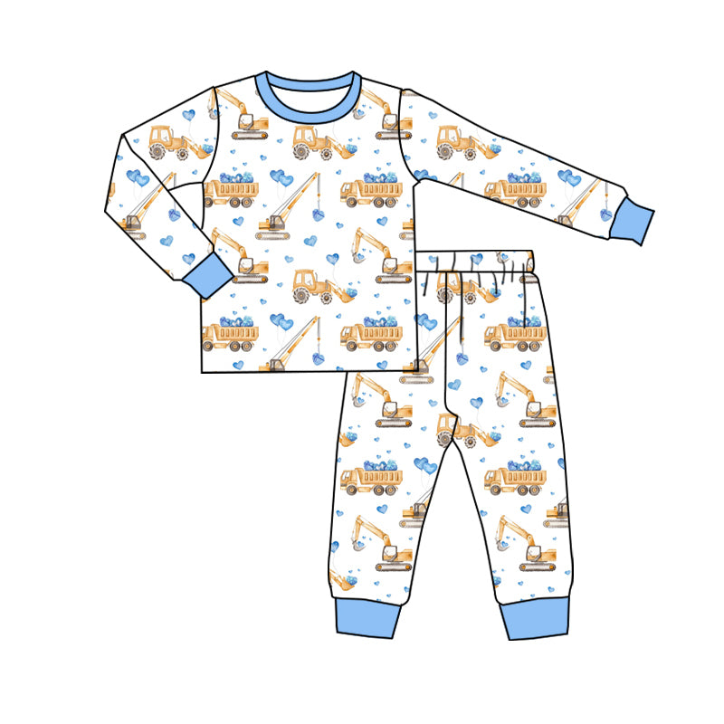 presale BLP1039 Valentine's Day blue heart engineering car white long-sleeved trousers pajamas set 2024 10.17