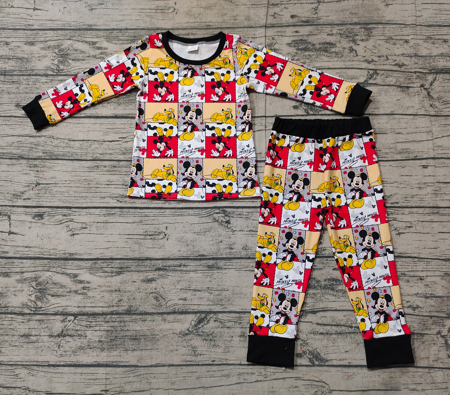 BLP1058 Red and gray plaid long-sleeved trousers pajama set