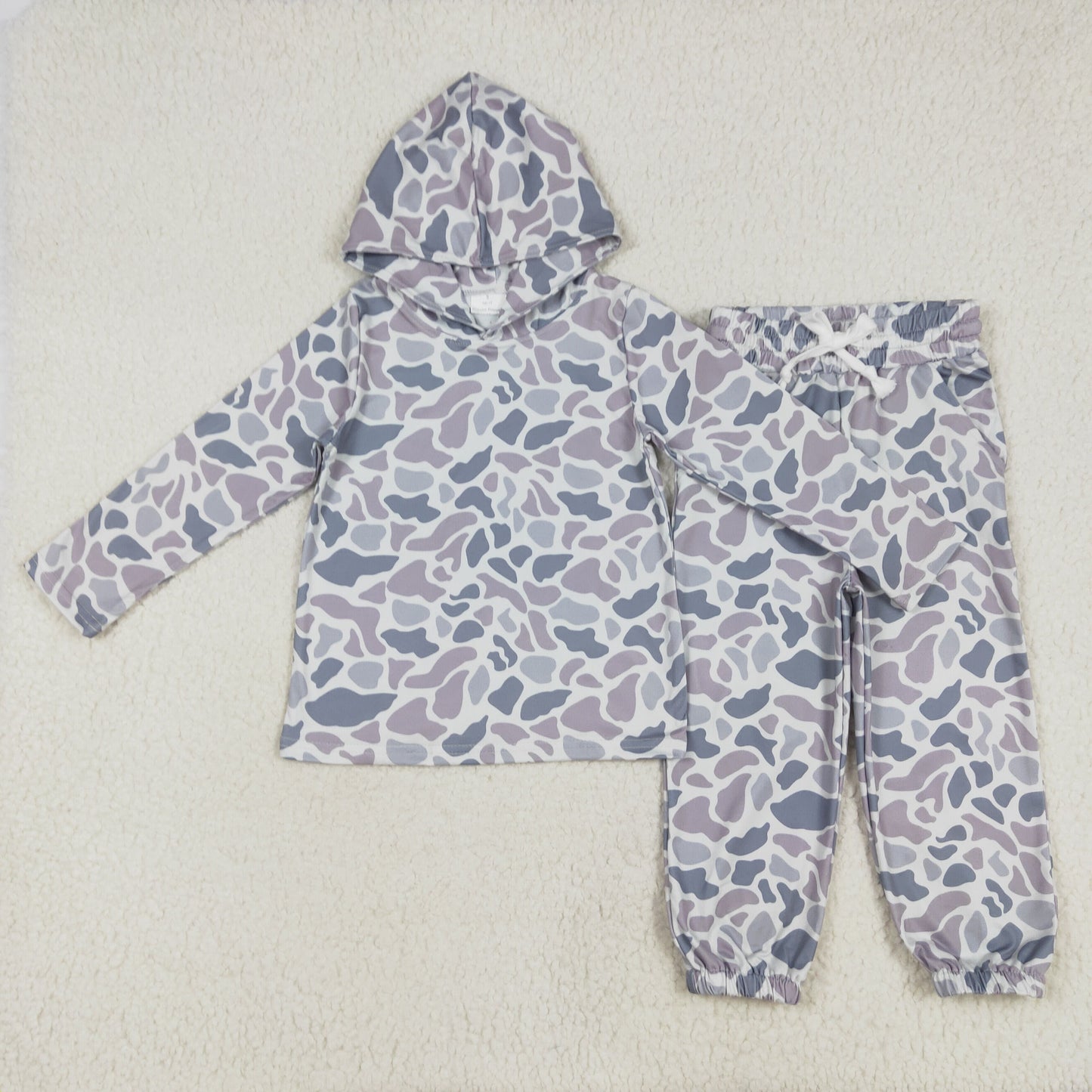 BLP1062 Baby Boys Grey Camo Hooded Top Pants Outfits Clothes Sets D 3.17
