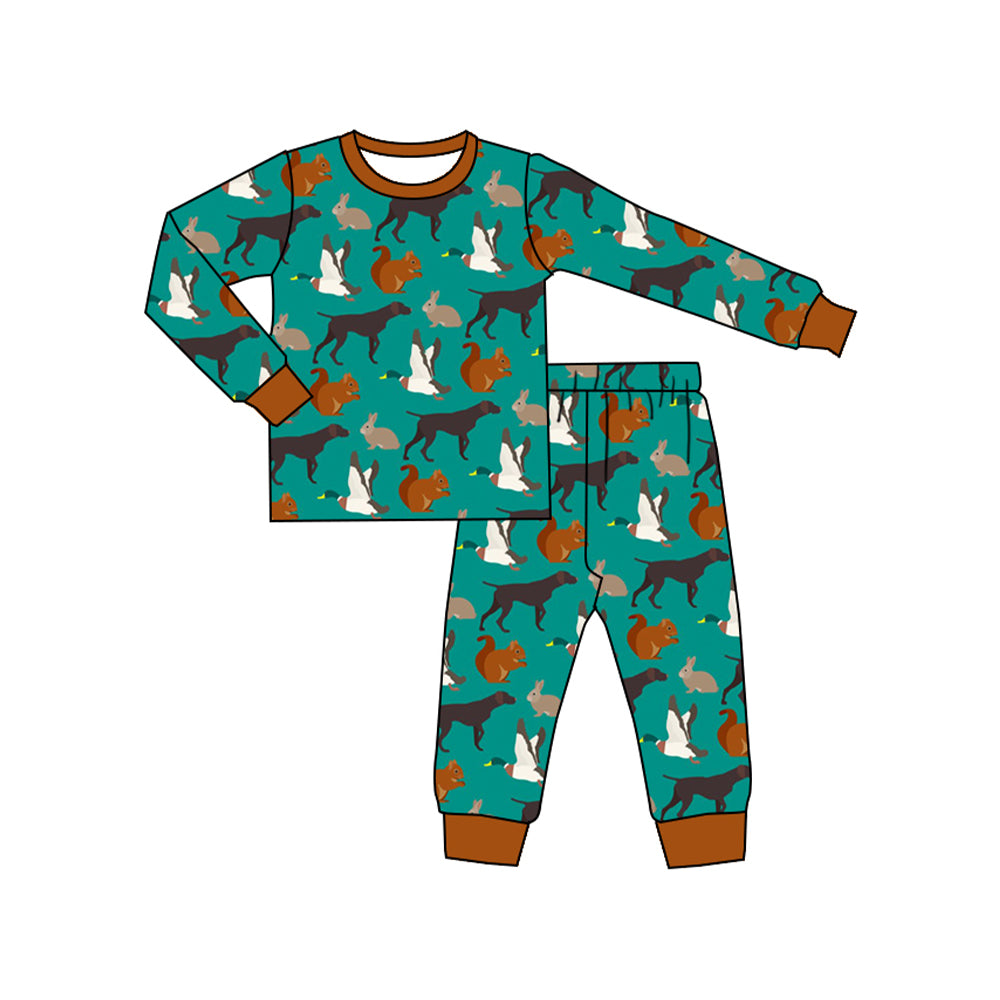 presale BLP1069 Long sleeves duck dog turkey kids boys pajamas D 5.16
